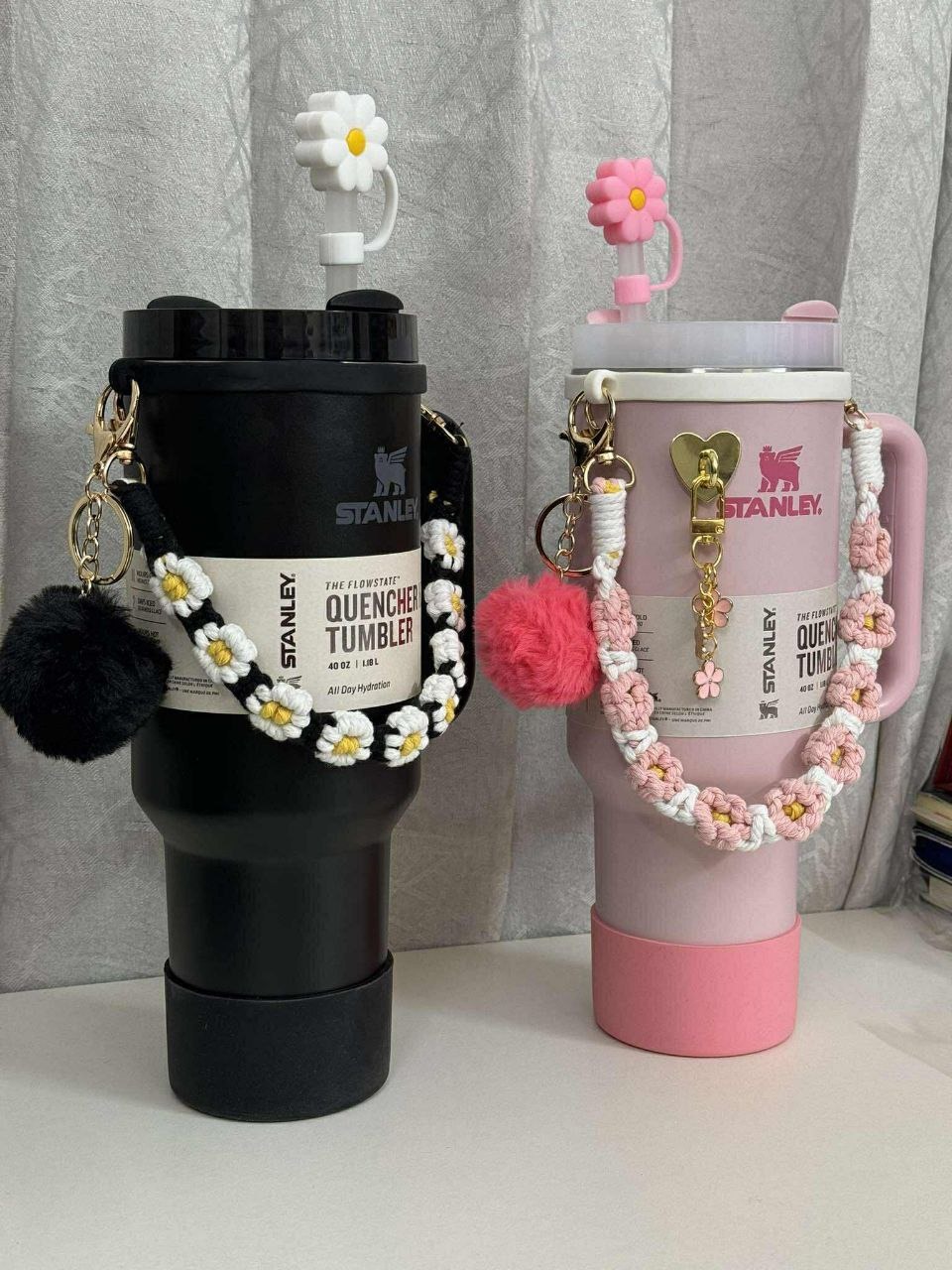 Stanley Cup Flower Decoration Straw Cap & Silicone Sleeve Set