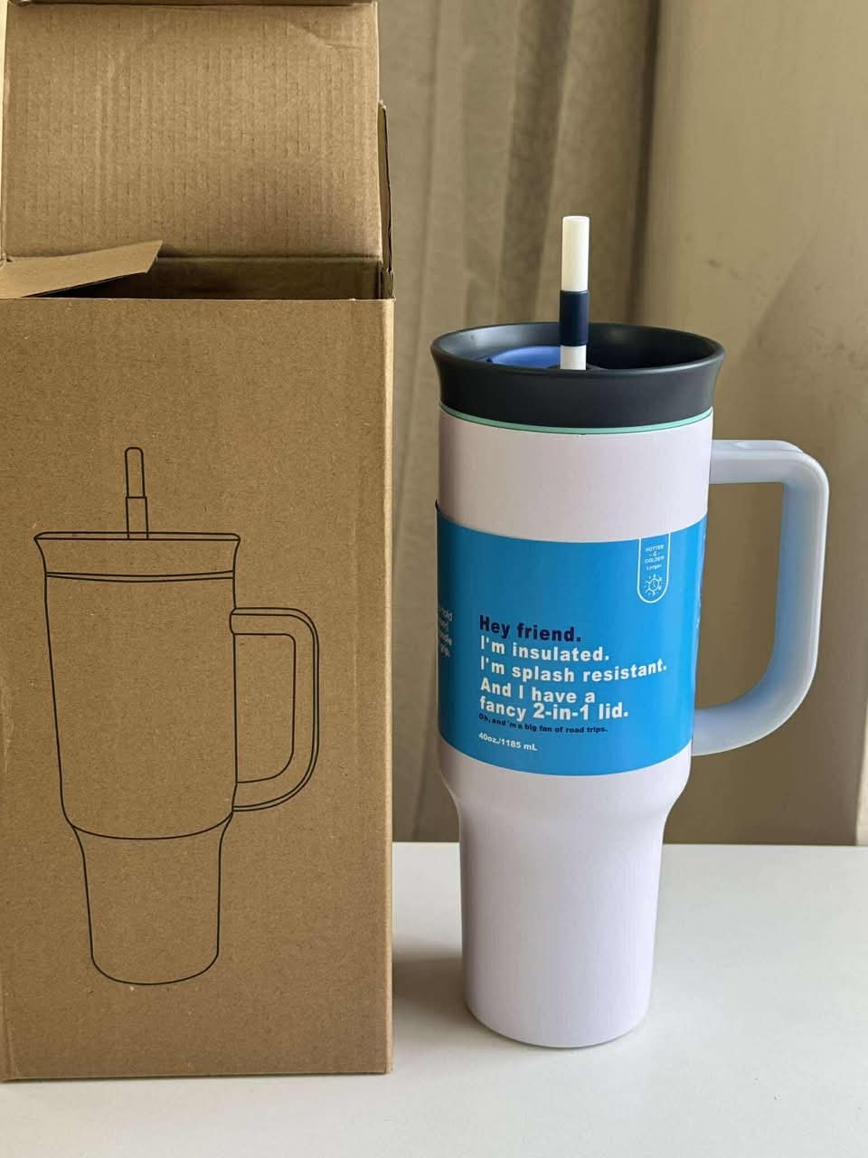 2025 model high-demand large-capacity car-mounted insulated drinking straw cup, stainless steel vacuum ice dispenser cup