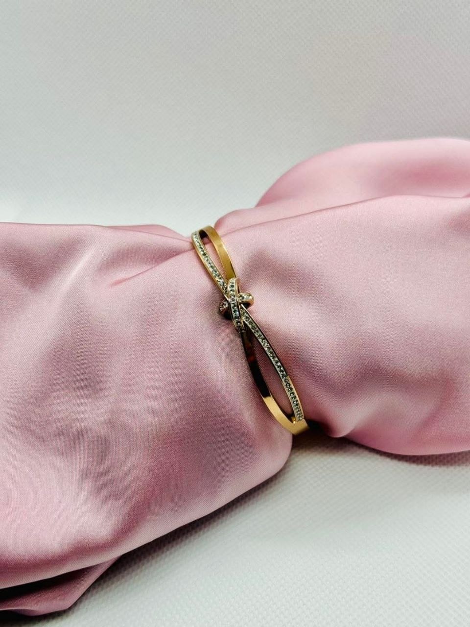 Elegant Rhinestone Knot Stainless Steel Bangle