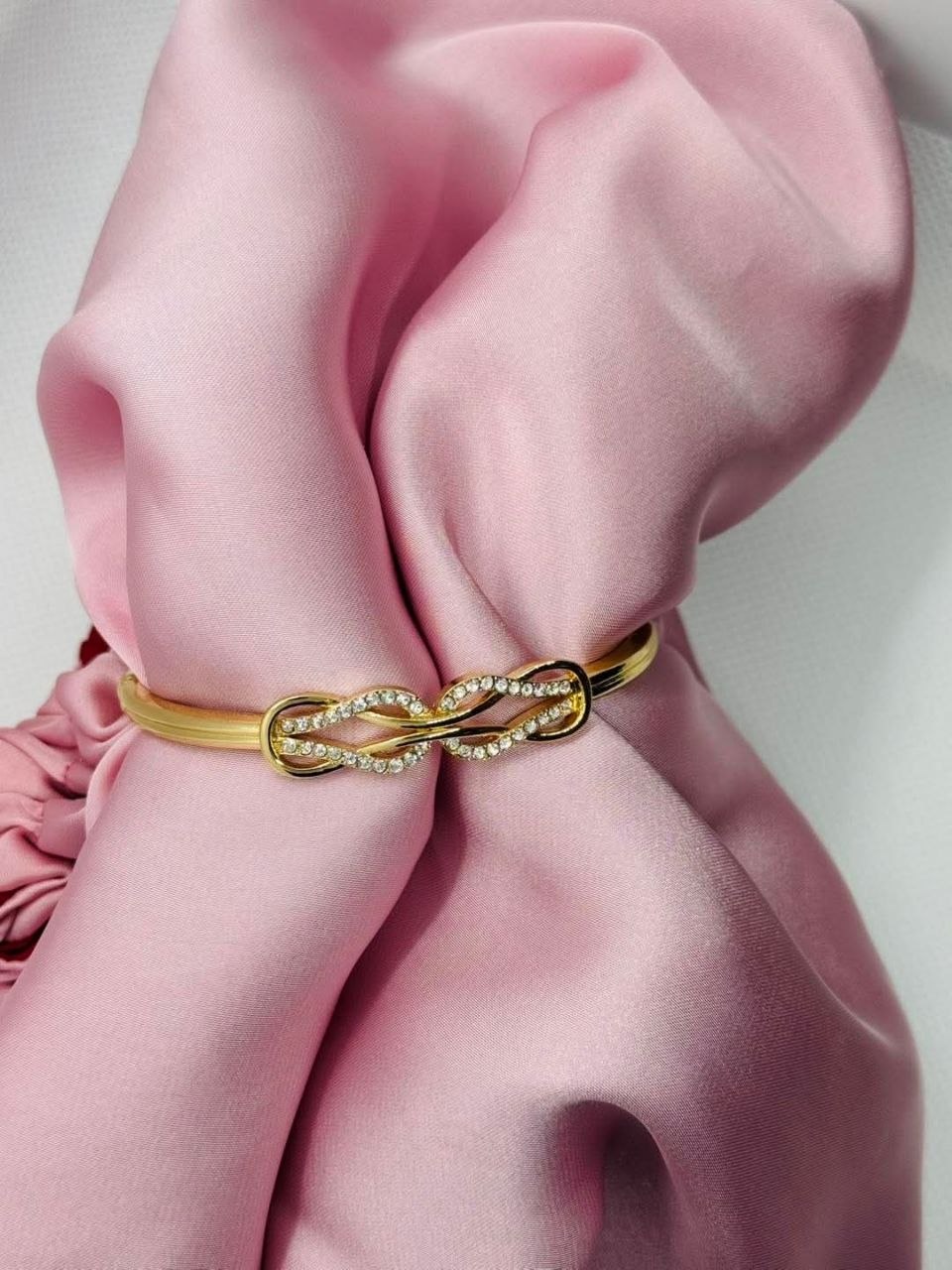 Elegant Rhinestone Knot Stainless Steel Bangle